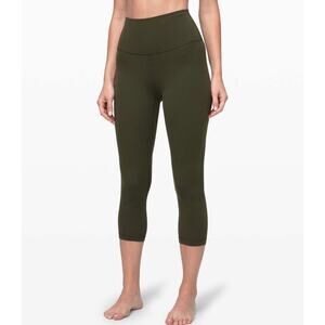 Lululemon Align High Rise Crop Leggings Olive Green Size 8 20” Inseam